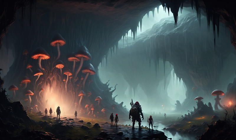 Fungoids waiting for enemies at a portal
